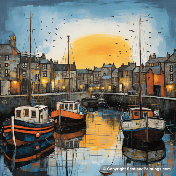 Painting - Findochty Harbour - Scottish Harbours