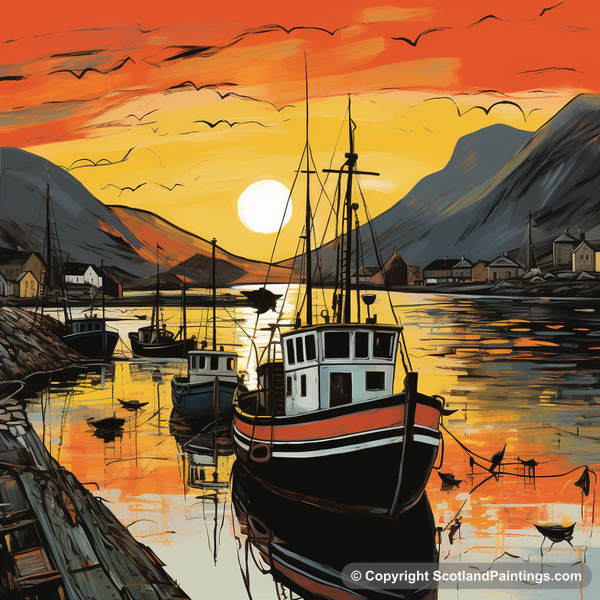 Painting - Lochranza Harbour - Scottish Harbours