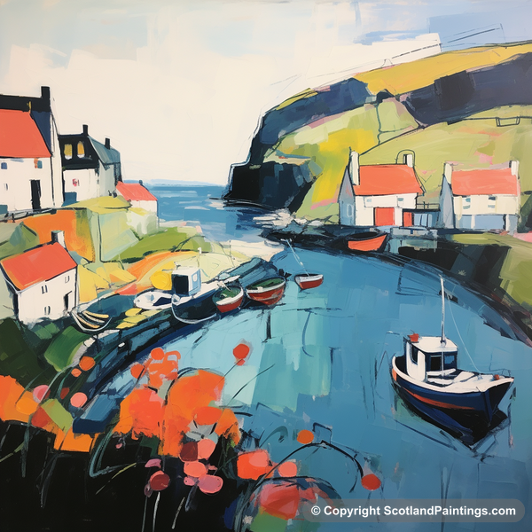 Painting - Gardenstown Harbour - Scottish Harbours