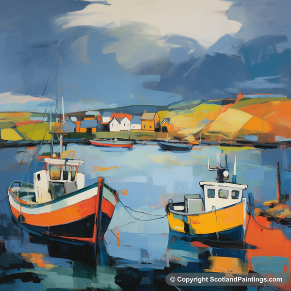 Painting - Findochty Harbour - Scottish Harbours