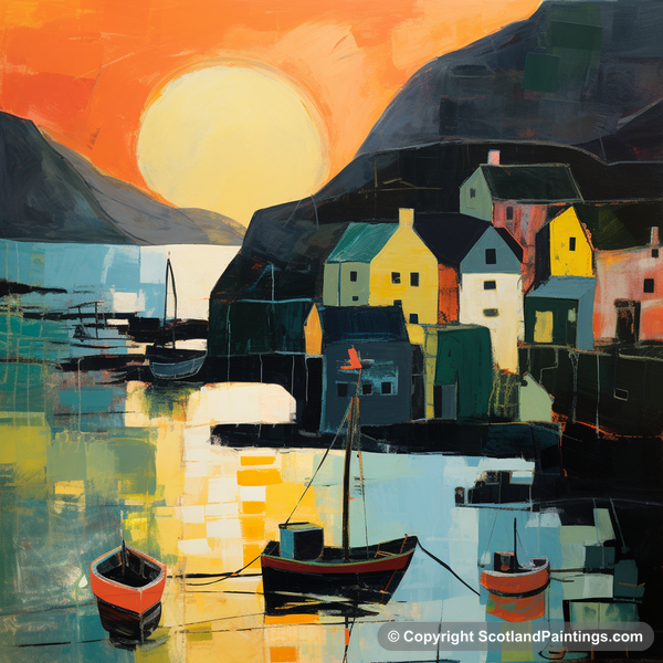 Painting - Gardenstown Harbour - Scottish Harbours