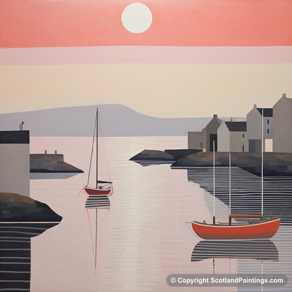 Painting - Findochty Harbour - Scottish Harbours