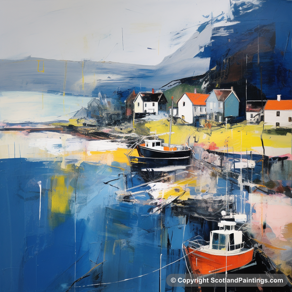 Painting - Findochty Harbour - Scottish Harbours