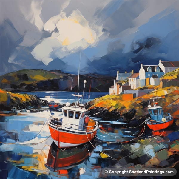 Painting - Castlebay Harbour - Scottish Harbours