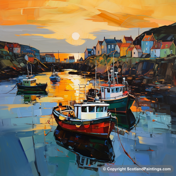 Painting - Portnahaven Harbour - Scottish Harbours