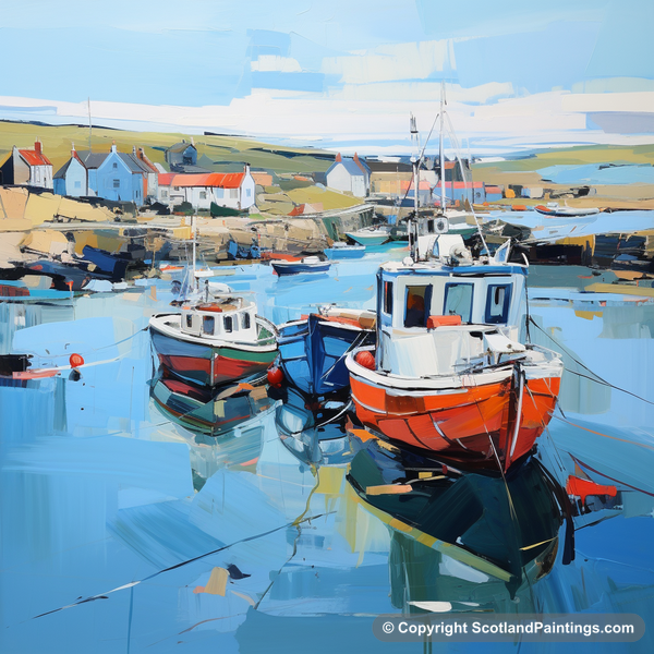 Painting - Whitehills Harbour - Scottish Harbours