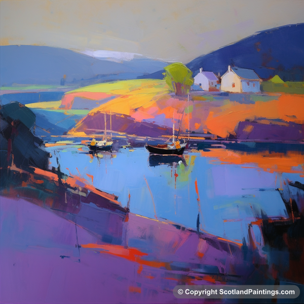 Painting - Findochty Harbour - Scottish Harbours