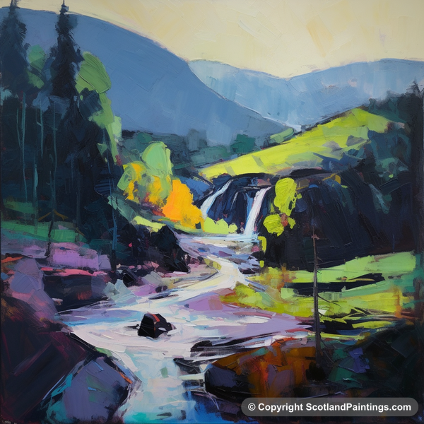 Painting - Black Spout Waterfall - Scottish Waterfalls