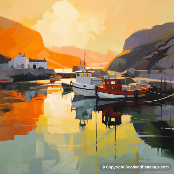 Painting - Castlebay Harbour - Scottish Harbours