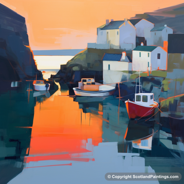 Painting - Pennan Harbour - Scottish Harbours