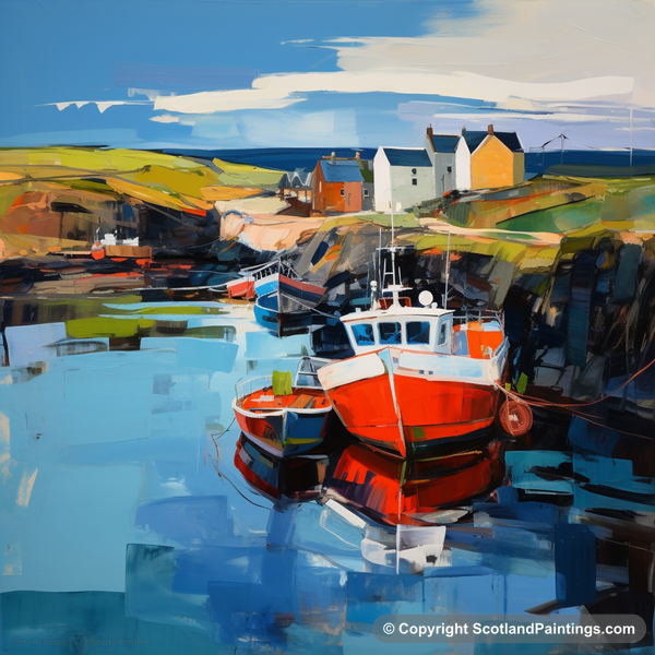 Painting - Lybster Harbour - Scottish Harbours